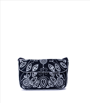 Paisley Baguette – Beaded Dark Blue Shoulder Bag