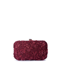 Red embroidered clutch bag on a white background