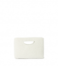 White woven clutch bag on a white background