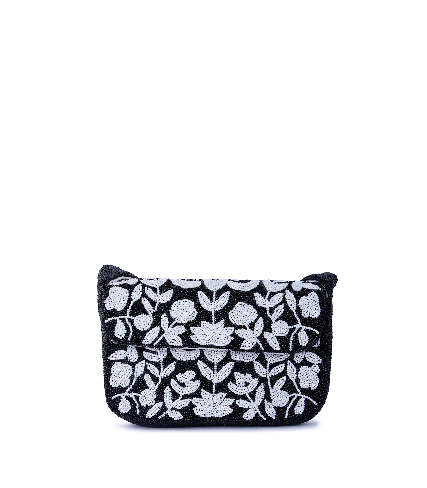 Rose Baguette – Beaded Monochrome Shoulder Bag