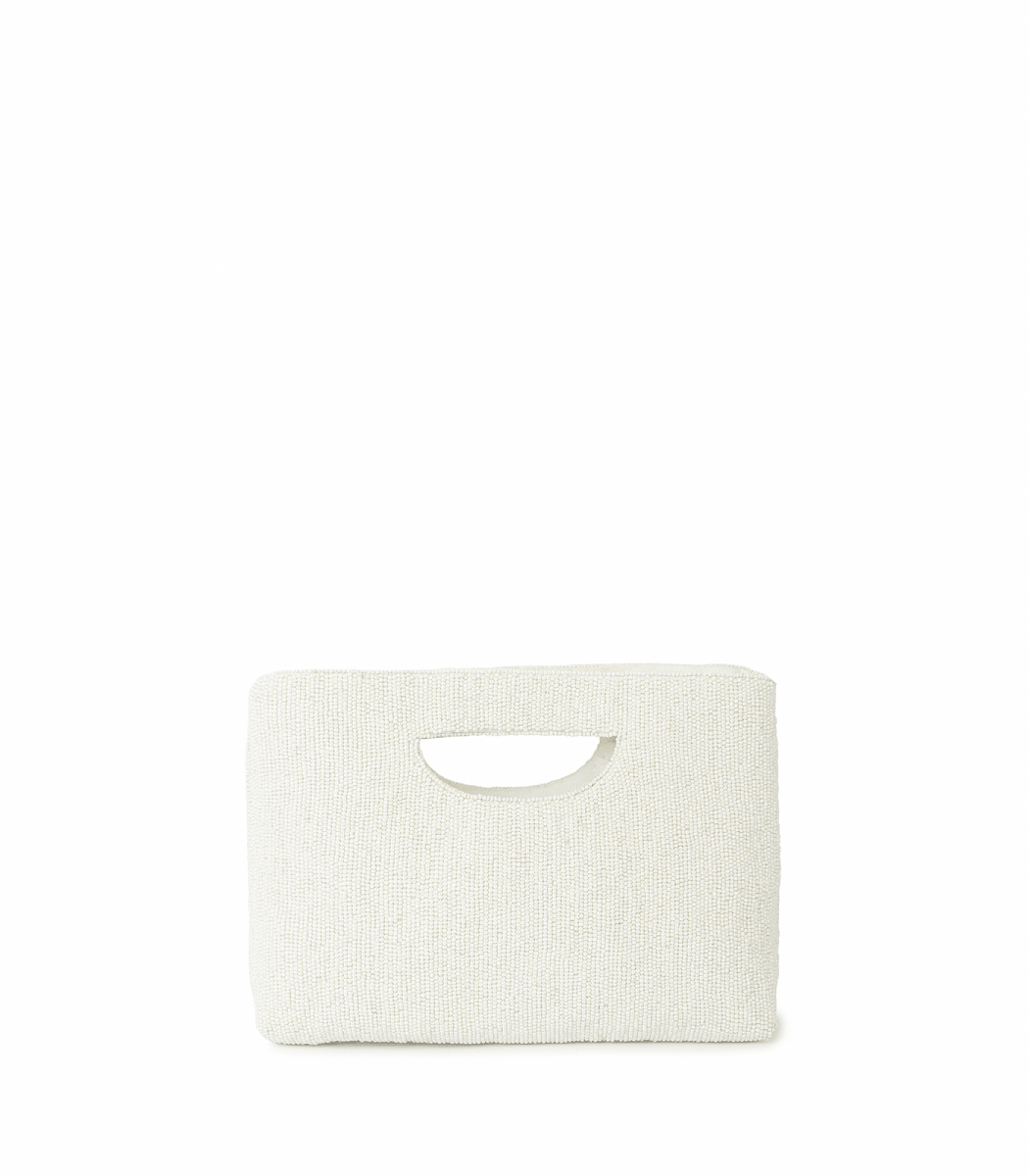 Aoi Landscape Clutch – Beaded White & Blue Handheld | Maummi - Maummi