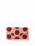 Clutch bag with red floral pattern on a beige background