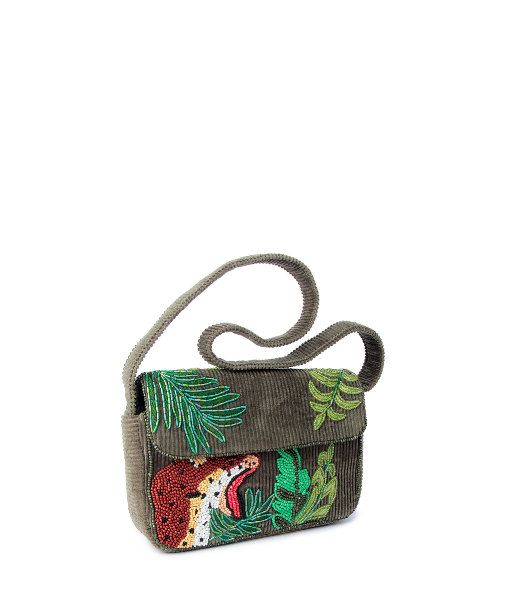 Forest Baguette – Beaded Green Corduroy Shoulder Bag | Maummi - Maummi
