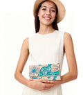 Garden Bloom Foldover Clutch – Beaded Turquoise | Maummi - Maummi