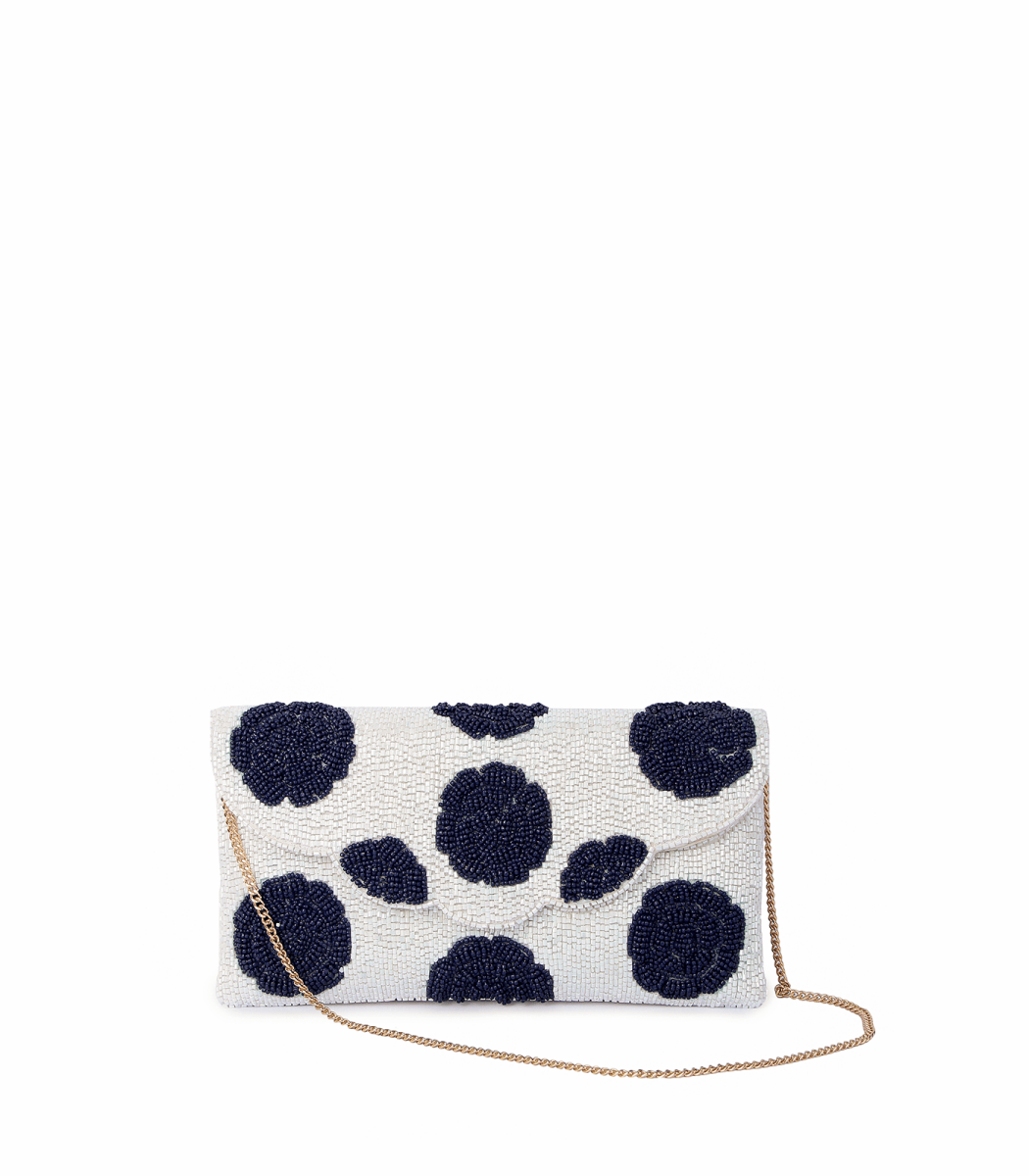 Indigo Petal Envelope Clutch – Beaded Blue | Maummi - Maummi