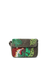Small brown handbag with green leaf patterns on a white background