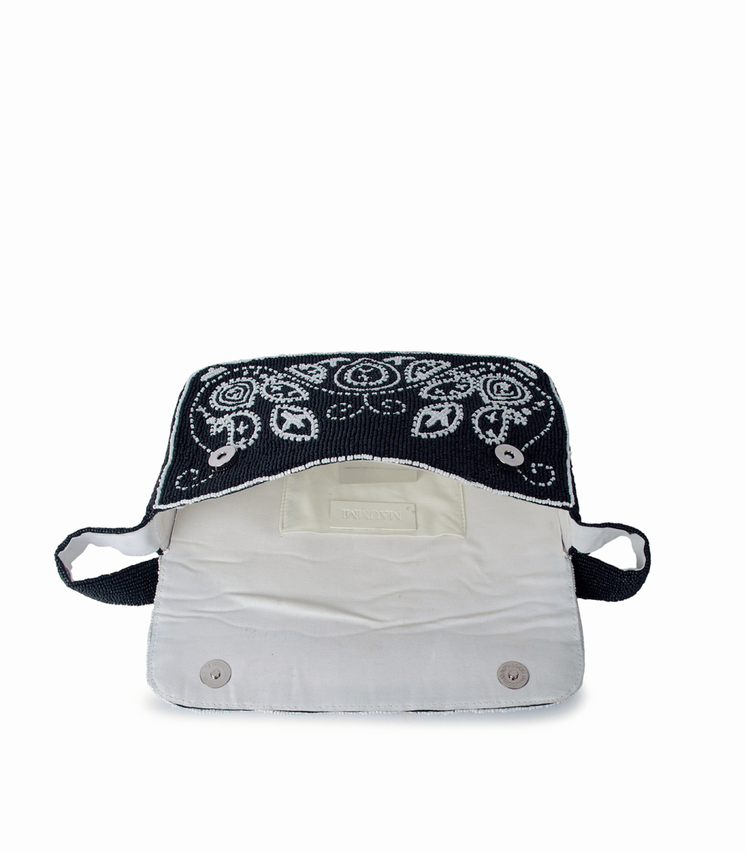 Paisley Baguette – Beaded Dark Blue Shoulder Bag | Maummi - Maummi