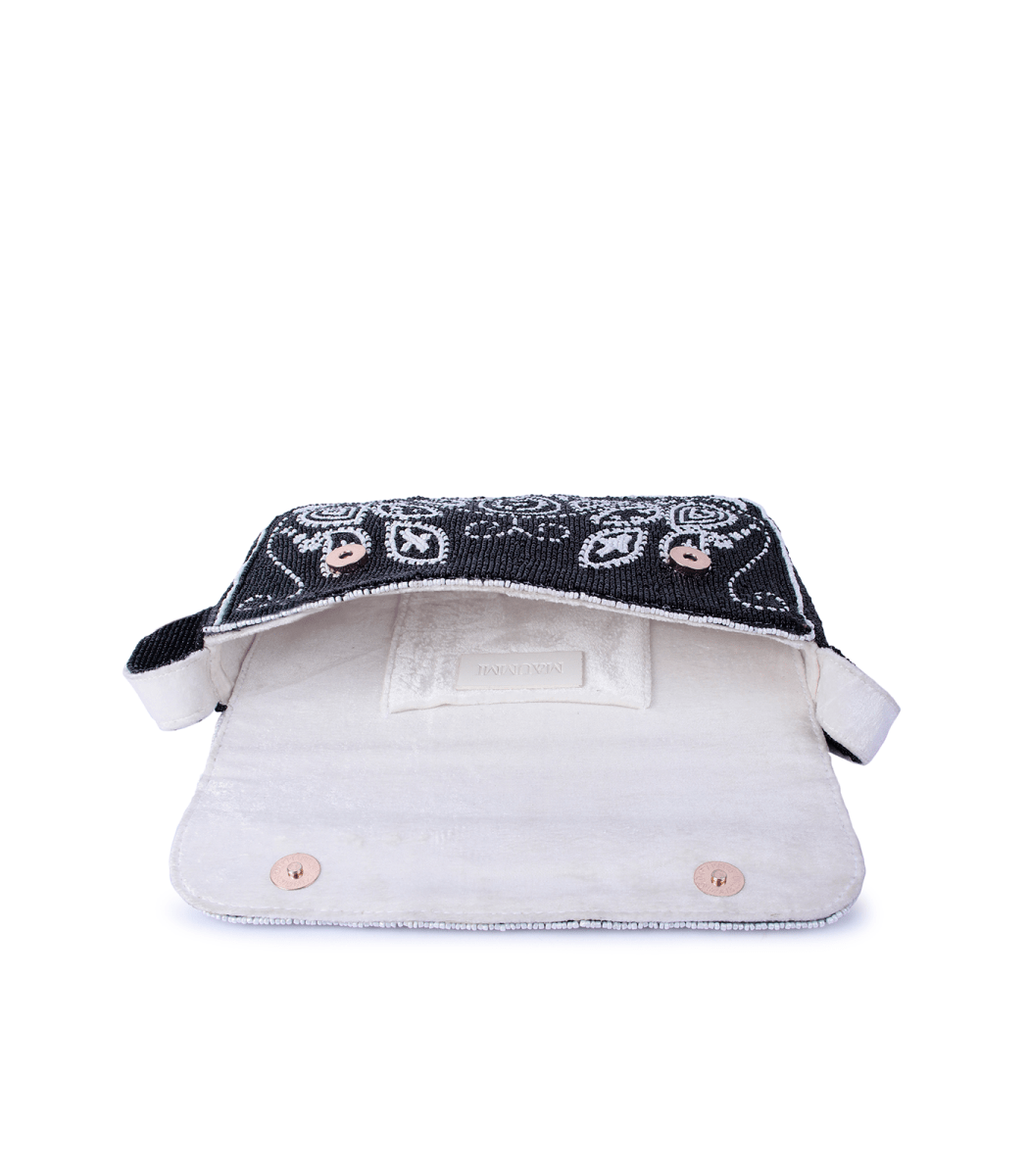 Paisley Baguette Beaded Monochrome Shoulder Bag | Maummi - Maummi