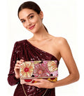 Sunset Bloom Foldover Clutch Beaded Blush, Gold & Ruby | Maummi - Maummi